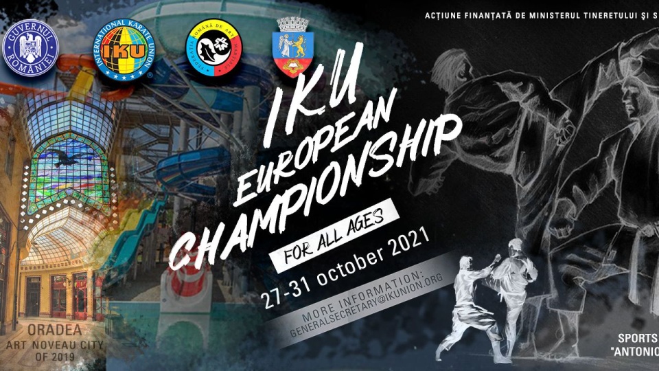 Plakat Mistrzostw Europy 2021 - Oradea (Rumunia). Fot. Klub Karate Bushikan