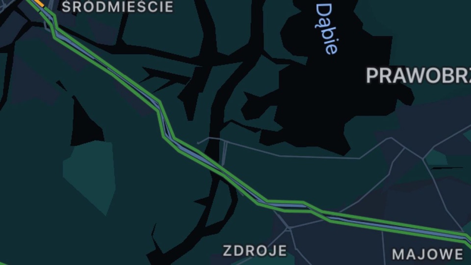 Przejazd jest płynny, a przed remontowaną Estakadą Pomorską nie ma korków. źródło: googlemaps