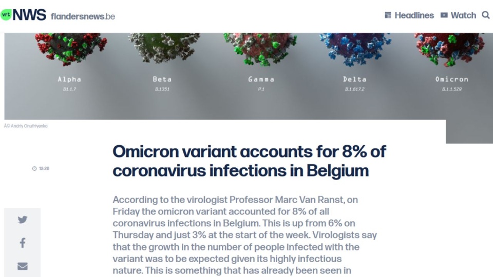 - Od czterech do pięciu milionów dzieci otrzymało już szczepionki bez skutków ubocznych - podkreślił profesor Marc Van Ranst w rozmowie z niderlandzkojęzyczną telewizją VRT. źródło: https://www.vrt.be/vrtnws/en/2021/12/18/omicron-variant-accounts-for-8-of-coronavirus-infections-in-bel/