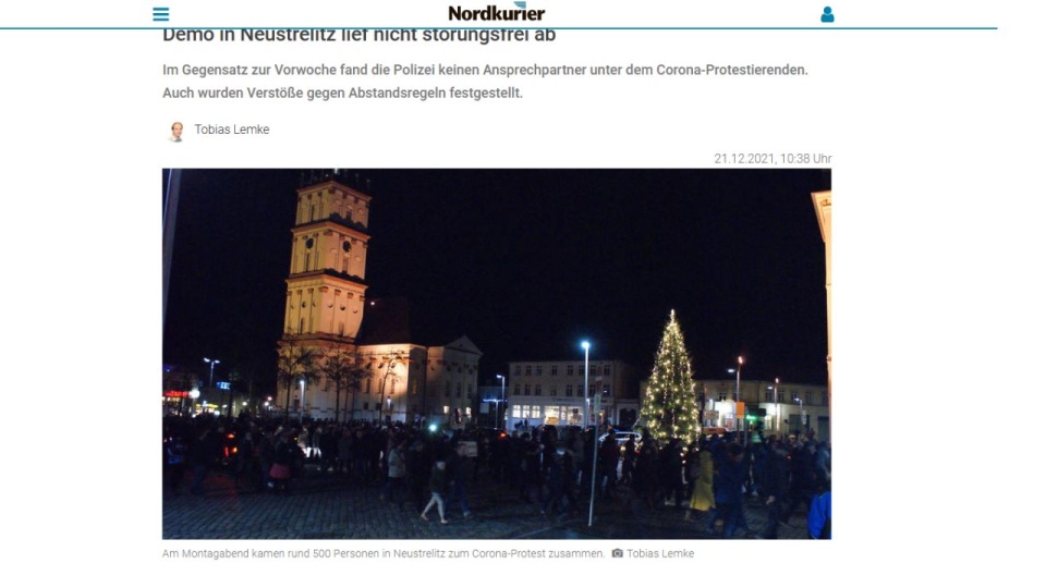 W landzie sąsiadującym z Pomorzem Zachodnim na ulice wyszło 17 tysięcy osób - dane niemieckiej policji podaje Nordkurier. źródło: https://www.nordkurier.de/