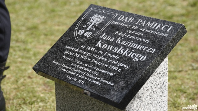 Fot. Kamila Kozioł [Radio Szczecin] Zasadzili Dąb Pamięci. Uhonorowali policjanta zamordowanego przez NKWD [WIDEO, ZDJĘCIA]