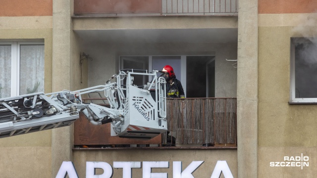 Fot. Robert Stachnik [Radio Szczecin] Paliło się na pl. Żołnierza Polskiego [WIDEO, ZDJĘCIA]