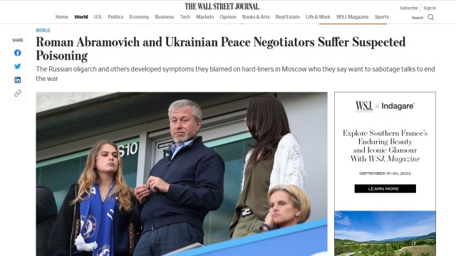 Próba otrucia Romana Abramowicza i ukraińskich negocjatorów