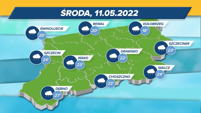 Bardzo ciepło, ale też deszczowo w całym regionie. W czwartek chłodniej i więcej chmur.