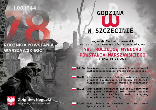 Program szczecińskich obchodów rocznicy wybuchu Powstania Warszawskiego