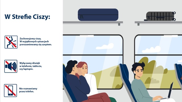 Spółka PKP Intercity zapowiada nowe strefy ciszy w swoich pociągach. Od 4 września z nowych stref ciszy będą mogli skorzystać pasażerowie składów typu Dart i Flirt, które kursują między dużymi miastami.