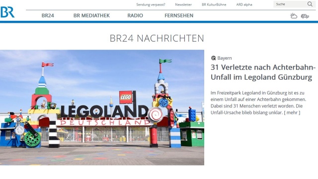 W wypadku kolejki górskiej w niemieckim Legolandzie w Gnzburgu ucierpiały 34 osoby - poinformowała lokalna policja. Dwie z nich mają być poważnie ranne.
