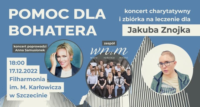 W najbliższą sobotę w Filharmonii w Szczecinie odbędzie się charytatywny koncert, z którego cały dochód zostanie przeznaczony na rzecz Jakuba Znojka.