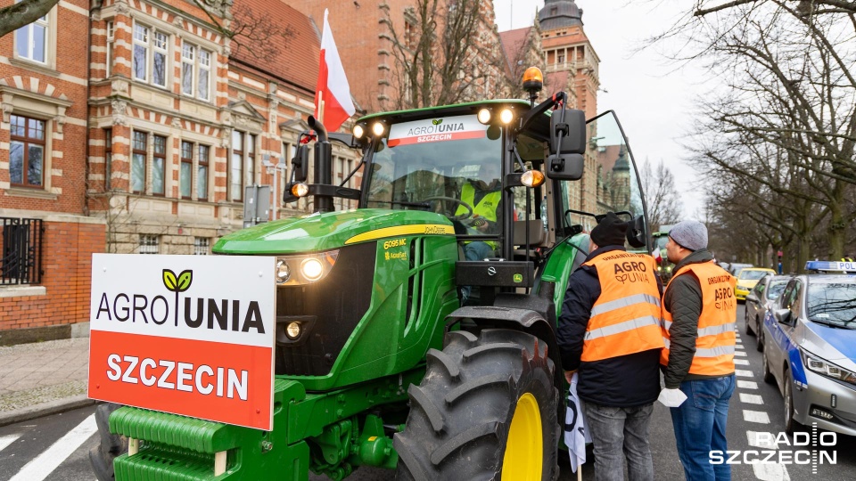 Członkowie rolniczej Agrounii protestowali na ulicach Szczecina. Fot. Robert Stachnik [Radio Szczecin]