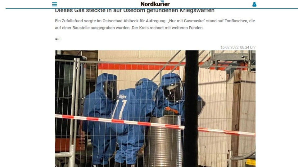 Na butelkach znajduje się ostrzeżenie: "Tylko z maską gazową". źródło: https://www.nordkurier.de