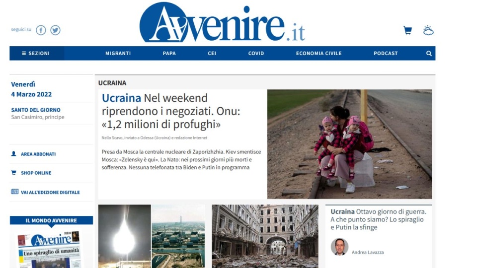 W środę w "Avvenire" ukazał się artykuł informujący o rzekomej dyskryminacji rasowej ze strony polskich władz wobec uchodźców na granicy ukraińsko-polskiej. źródło: https://www.avvenire.it/