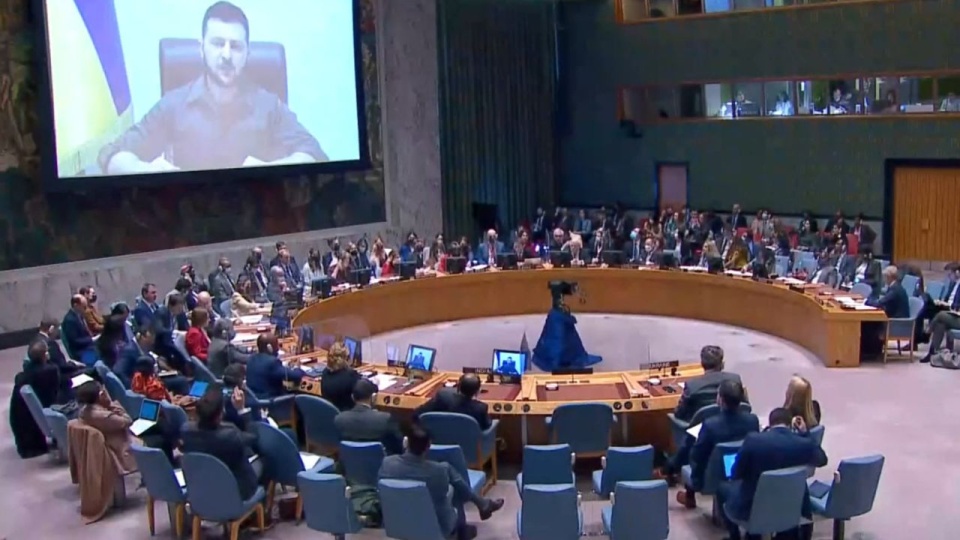Wołodymyr Zełenski zaznaczył, że ONZ powinno usunąć Rosję z Rady Bezpieczeństwa. źródło: https://twitter.com/UN
