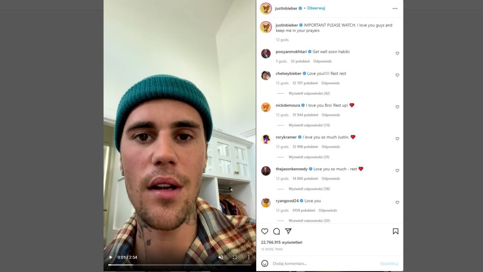 screen: www.instagram.com/justinbieber