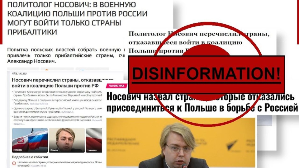 Stanisław Żaryn w serii wpisów zaznacza, że "politolog" Aleksander Nosowicz przekonuje, że Polska chce stworzyć "poważną koalicję wojskową przeciw Rosji". źródło: https://twitter.com/StZaryn