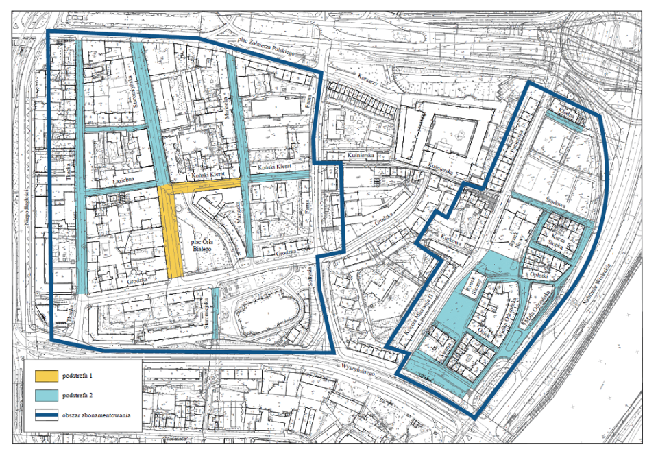Strefa Zamieszkania Stare Miasto jest podzielona na podstrefę 1 i podstrefę 2. Mat. spp.szczecin.pl