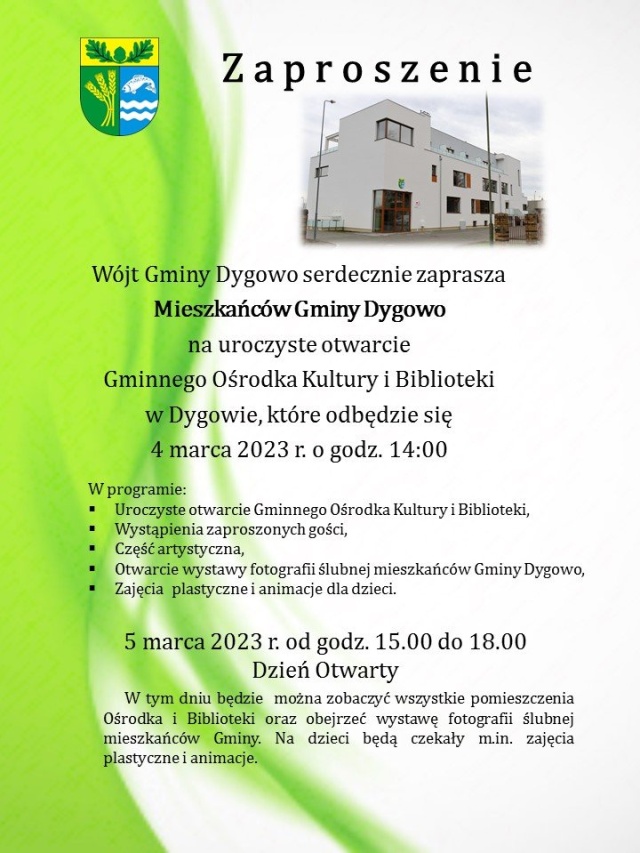 Fot. ug.dygowo.pl Nowy ośrodek kulturalny w Dygowie