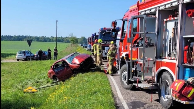FB Ochotnicza Straż Pożarna w Czaplinku Wypadek na DW 163