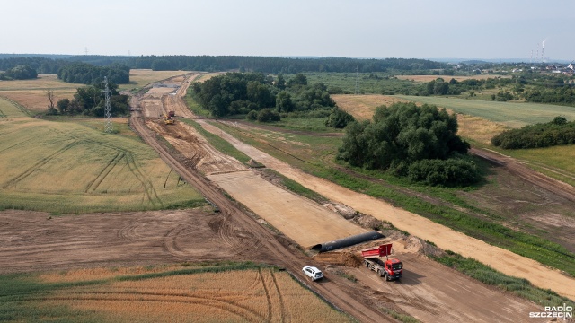 Fot. Maciej Papke [Radio Szczecin] Postępują prace na obwodnicy Gryfina [WIDEO, ZDJĘCIA]