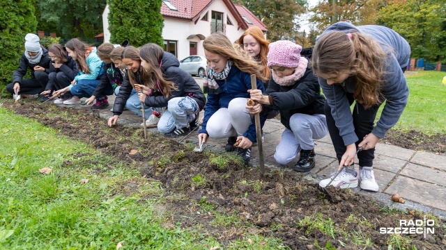 Fot. Robert Stachnik [Radio Szczecin] Dzieciaki sadzą kwitnące "pola nadziei" przy hospicjum [WIDEO, ZDJĘCIA]