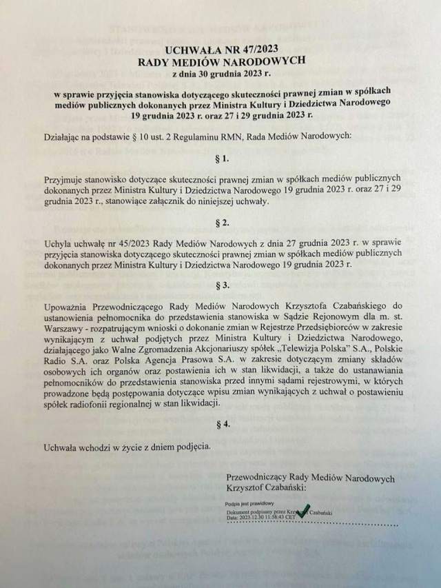 Mat. RMN Rada Mediów Narodowych o działaniach ministra kultury: Sprzeczne z zasadami konstytucyjnymi