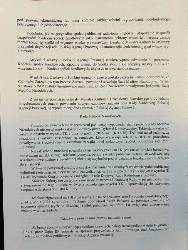Mat. RMN Rada Mediów Narodowych o działaniach ministra kultury: Sprzeczne z zasadami konstytucyjnymi