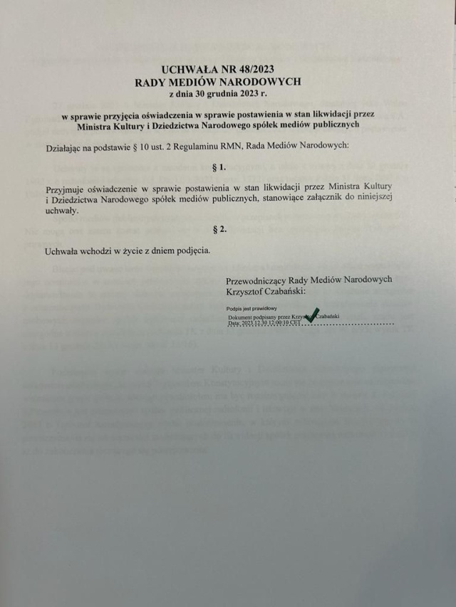 Mat. RMN Rada Mediów Narodowych o działaniach ministra kultury: Sprzeczne z zasadami konstytucyjnymi