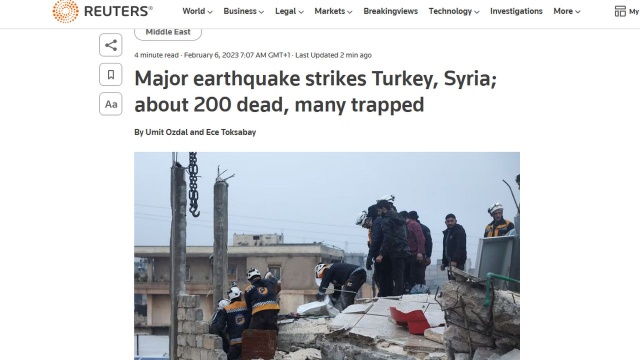 Ponad 180 osób zginęło w Turcji i Syrii w wyniku trzęsienia ziemi o sile 7,9 stopnia. Z powodu wstrząsu zostało zniszczonych wiele budynków.