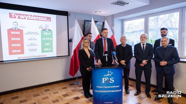 Porównajmy się, a wyjdzie, że Tusk znaczy bieda - mówili politycy Prawa i Sprawiedliwości na konferencji prasowej w Szczecinie.
