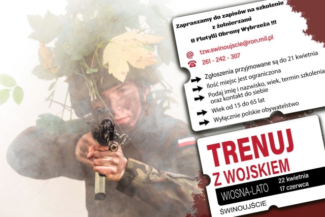 Wojskowy survival, nauka obsługi broni i udzielanie pierwszej pomocy - to w skrócie plan programu Trenuj z wojskiem. W tym roku po raz pierwszy ćwiczenia dla ludności cywilnej organizowane są w 8. Flotylli Obrony Wybrzeża w Świnoujściu.