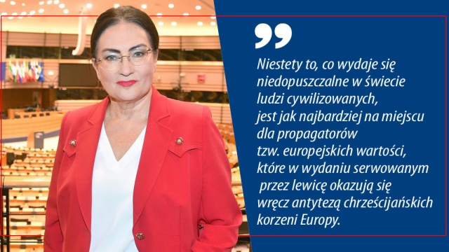 Wystawa przedstawiająca m.in. apostołów w strojach niewolników sadomaso reklamuje wydarzenie organizowane w Parlamencie Europejskim z okazji szwedzkiej prezydencji w Radzie Unii Europejskiej, na które zaproszenie otrzymali wszyscy pracownicy oraz deputowani PE.