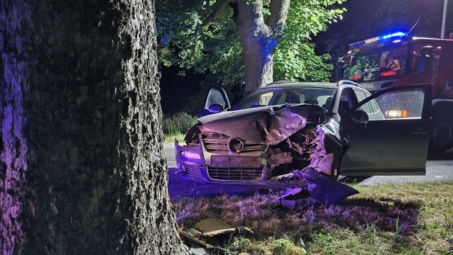 Samochód rozbił się na drzewie pod Wolinem. Do zdarzenia doszło ok. godz. 2 w Darzowicach.
