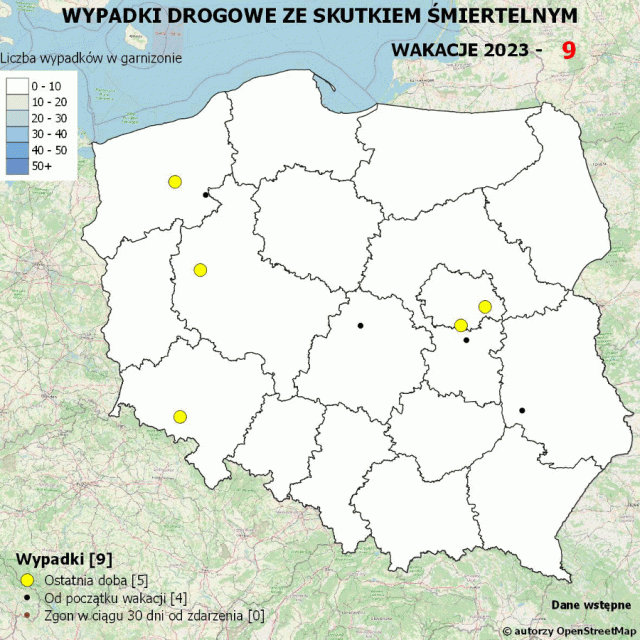 Policja uruchomiła wakacyjną mapę wypadków drogowych.