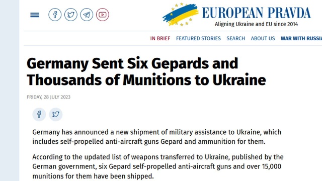 Niemcy przekażą Ukrainie sześć kolejnych samobieżnych systemów obrony powietrznej Gepard oraz 15 tysięcy sztuk amunicji do nich.