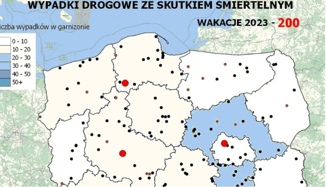 W tym momencie 11 w naszym regionie, 200 w całej Polsce - z czego trzy z ostatniej doby. Polska policja kolejny raz prezentuje aktualizowaną na bieżąco mapę wypadków drogowych ze skutkiem śmiertelnym.