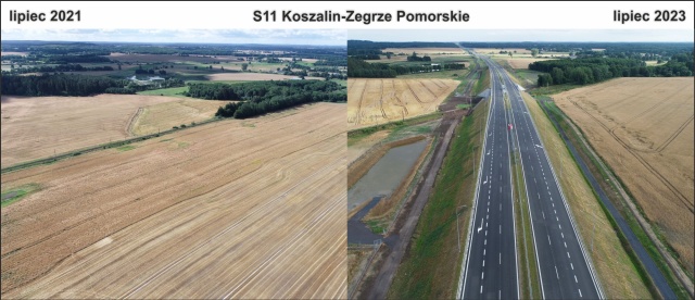 Nowa droga S11 we wrześniu zostanie oddana do użytku. Chodzi o fragment Koszalin - Zegrze Pomorskie. Budowa trwała dwa lata.