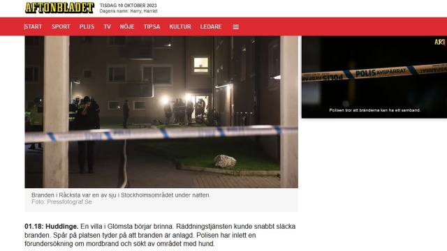 W Sztokholmie w ciągu jednej nocy doszło do siedmiu podpaleń na terenie osiedli mieszkalnych. Według lokalnej policji wydarzenia mają związek z wojną gangów, z którą zmaga się Szwecja od wielu miesięcy.