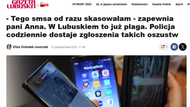 Dziennik regionalny Gazeta Lubuska ostrzega o nowym sposobie działania oszustów. Próbują wyłudzić pieniądze, podszywając się pod dziecko atakowanej osoby.