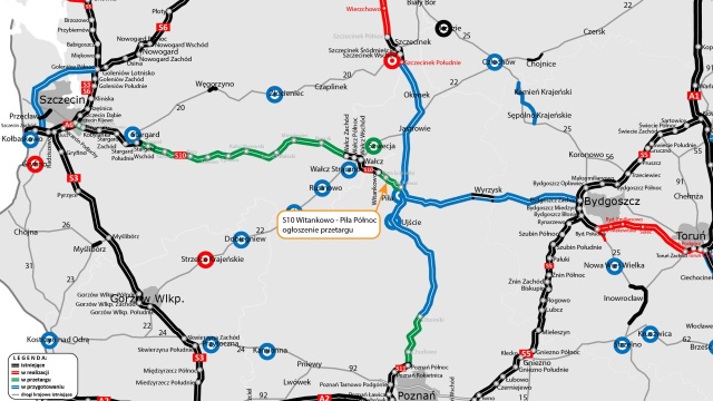 Zainteresowanie jest tak duże, że Generalna Dyrekcja Dróg Krajowych i Autostrad w Szczecinie przedłuża przetarg. Chodzi o poszukiwanie wykonawców na odcinki nowej trasu S10 ze Szczecina do Piły.