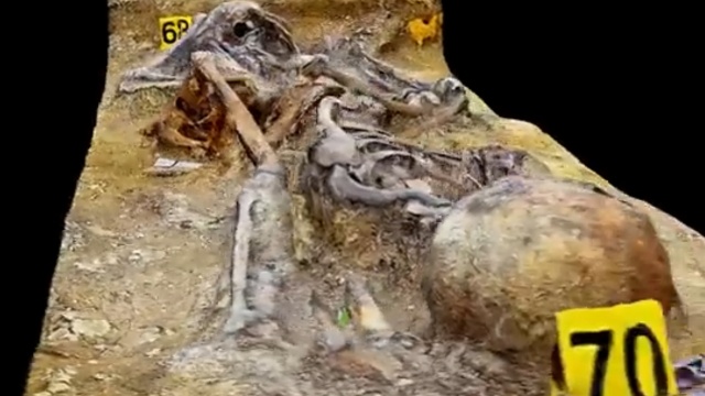 Obraz 3D masowych grobów obozu jenieckiego Stalag IID