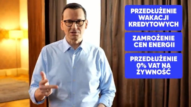 Premier Mateusz Morawiecki apeluje do marszałka Sejmu Szymona Hołowni o zajęcie się przez izbę trzema projektami ustaw. Chodzi o przedłużenie wakacji kredytowych, zamrożenie cen energii i przedłużenie zerowego VAT-u na żywność.