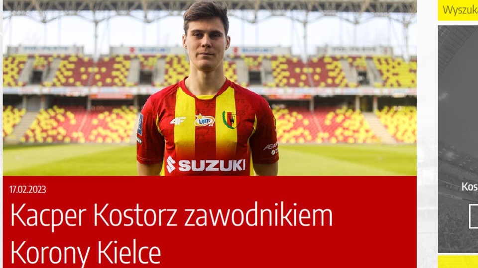 źródło: https://korona-kielce.pl/artykuly/2023/95101-kacper-kostorz-zawodnikiem-korony-kielce/