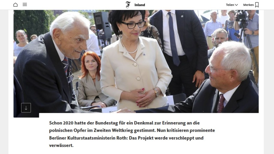 Z ustaleń gazety wynika, że prace przygotowujące grunt pod fundamenty miejsca pamięci są poważnie opóźnione. źródło: https://www.faz.net