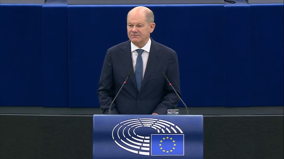 Olaf Scholz, Kanclerz Niemiec (2023 r.). Mat. YouTube / European Parliament
