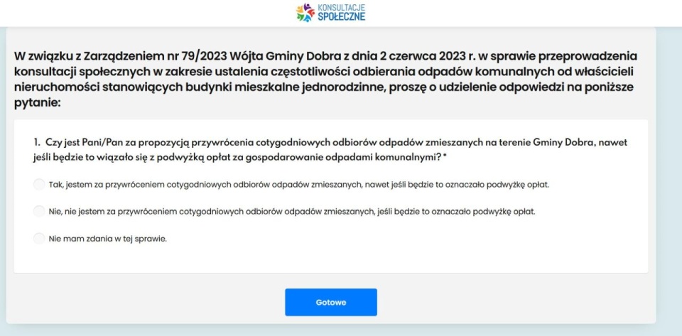 Zdjęcie strony interentowej. źródło: Konsultacje Społeczne