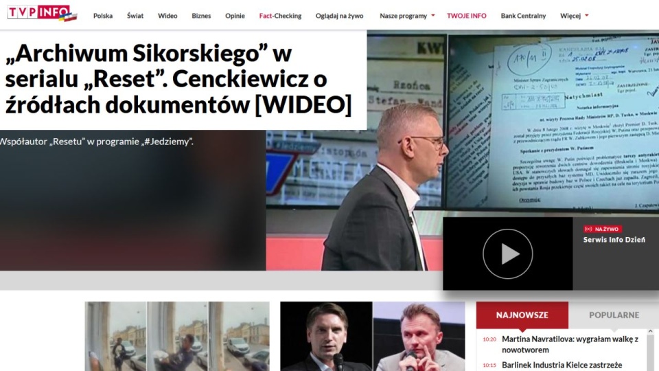 Twórcy serialu "Reset" zaprezentowali treść notatki sporządzonej przez MSZ kierowanej wówczas przez Radosława Sikorskiego. źródło: https://www.tvp.info/