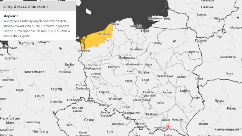 Burze mogą pojawiać się także w nocy. źródło: https://twitter.com/IMGWmeteo