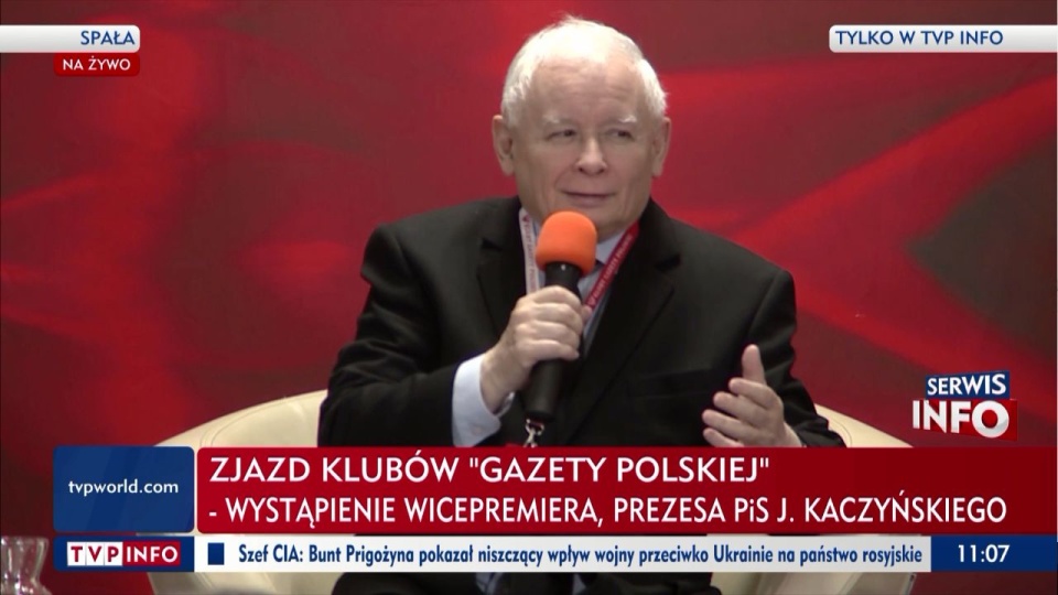 Wicepremier Jarosław Kaczyński powiedział, że sytuacja gospodarcza i społeczna Polski jest bardzo dobra. screen: TVP Info