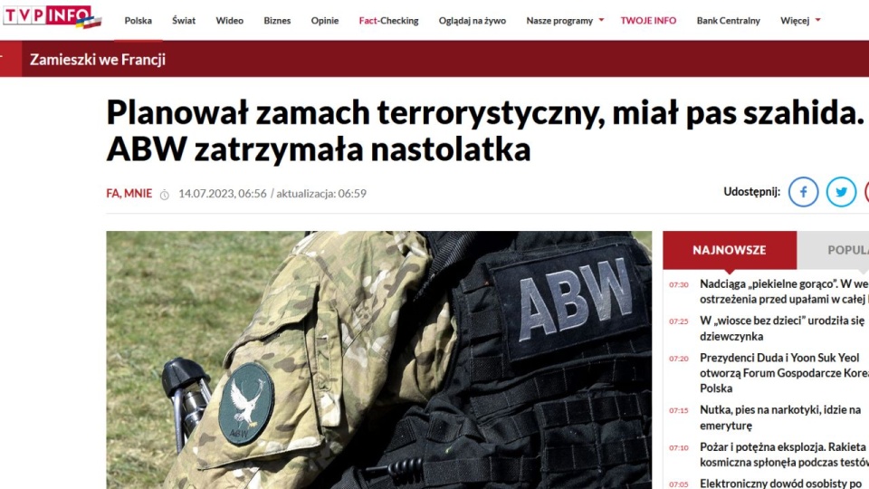 Mężczyzna został zatrzymany na Dolnym Śląsku. źródło: https://www.tvp.info