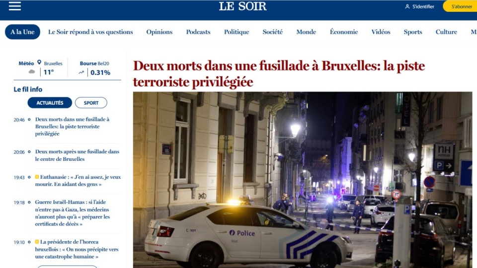 Według niektórych doniesień był to atak o podłożu terrorystycznym. źródło: https://www.lesoir.be/
