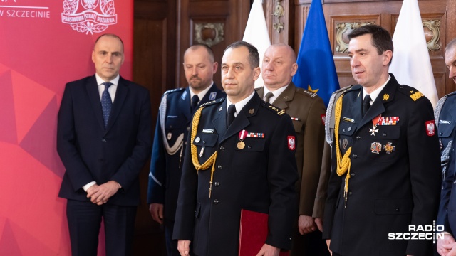 Fot. Robert Stachnik [Radio Szczecin] Nowy zachodniopomorski komendant PSP oficjalnie powołany
